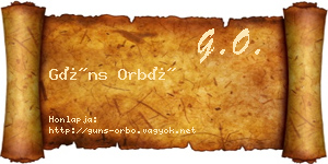 Güns Orbó névjegykártya